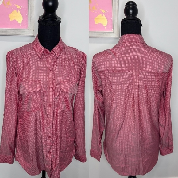 Express Polka Dot Red White Women’s Button Up (S) - Picture 1 of 7